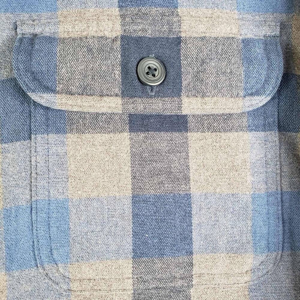 LL Bean Shirt Mens Gray Blue Plaid Flannel Long Sleeve Button Down Size XXL - Picture 4 of 10